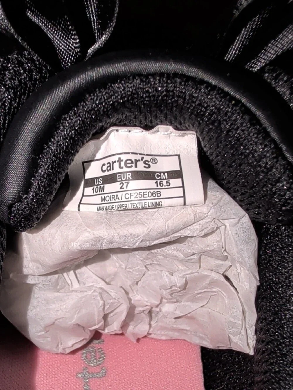 Carter's Black Kids Sneakers with Satin Bow